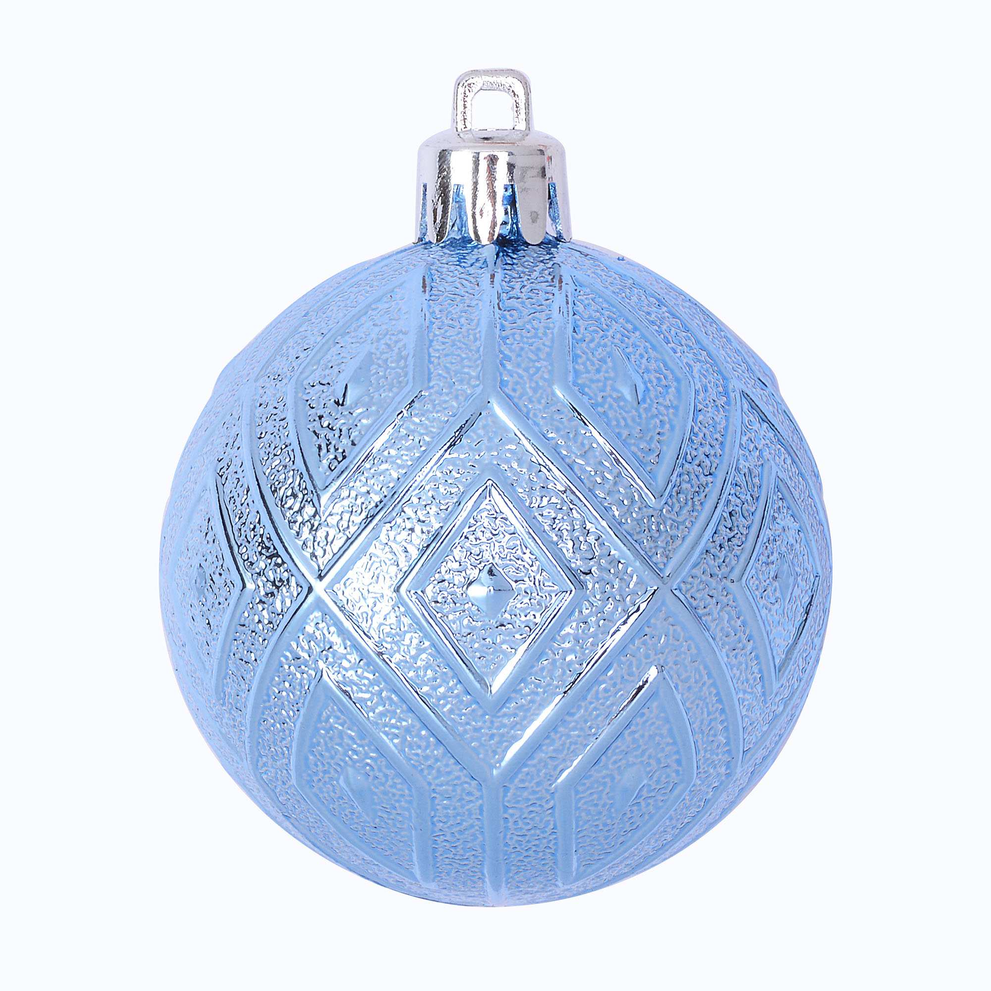 Holiday Time 60 mm Multi-textured Christmas Shatterproof Ornaments, Light Slate Blue, 26 Count - image 5 of 6