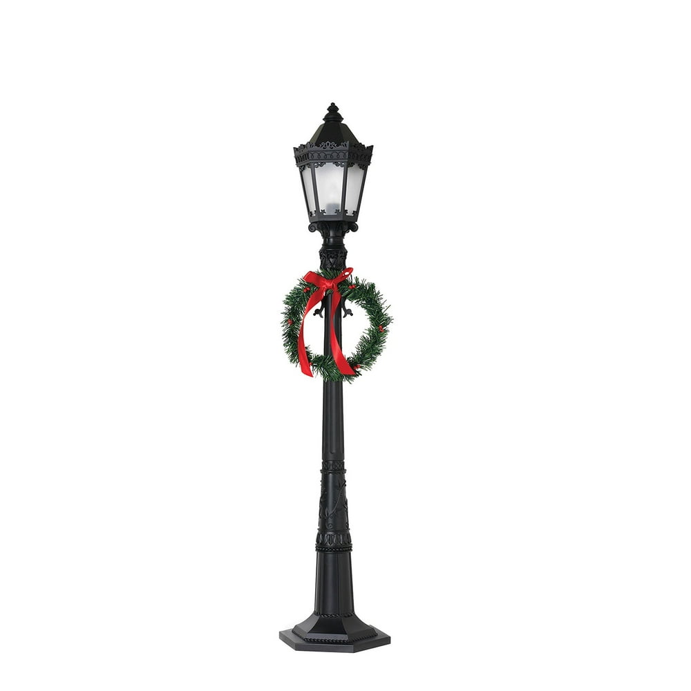Christmas Indoor Electric Street Lamp Light Post Hexagon Wreath Bow