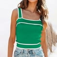 thumbnail image 2 of WENWU Square Neck Knit Crop Tank TopsSlim Color Block Sleeveless Shirt Atmosphere Top Top for Women, 2 of 4