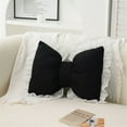 thumbnail image 5 of Bow Pillow for Couch, Bow Pillow Throw Pillow, Ruffle Lace Bow Pillows Decorative, Cute Bow Shaped Pillows for Sofa Couch Bed Living Room Bedroom (Black/1 Pcs) 15.74x12.59", 5 of 8