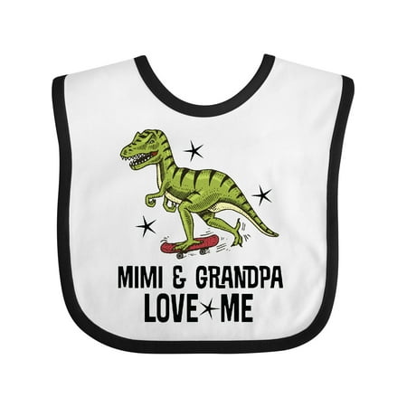 

Inktastic Mimi and Grandpa Love Me Dinosaur Grandson Gift Baby Boy Bib