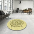 thumbnail image 3 of Ahgly Company Indoor Round Patterned Sun Yellow Area Rugs, 7' Round, 3 of 6