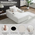 thumbnail image 4 of Trustyue 67" Oversized Chaise Lounge Sofa Bed, Corduroy Boneless Sleeper Sofa with 2 Pillows & 2 Cup Holders, Plush Cloud Couch for Living Room, No Assembly Required (White), 4 of 11