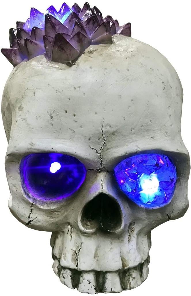 Elegantoss Halloween 7.5" Scary Skull with LED Light Creepy Light-Up