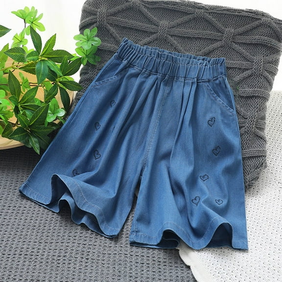 ATOGUTA Boys Cargo Shorts Kids High Waisted Cargo Shorts Summer Casual Denim Shorts with Pockets Dark Blue, Size 8-16 Years