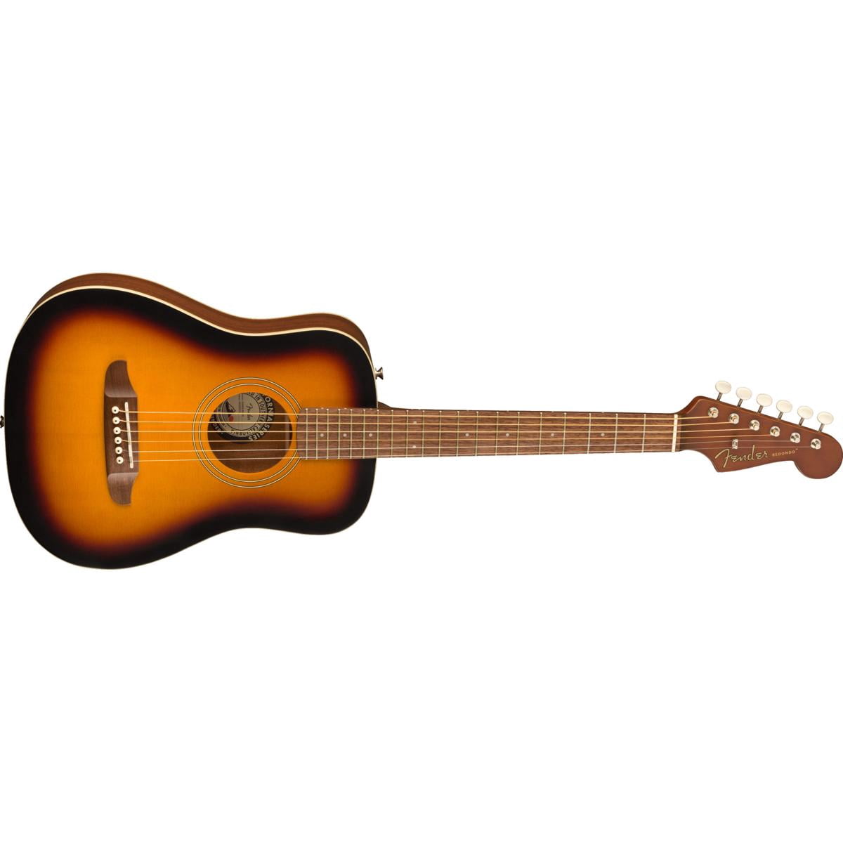 Fender Redondo Mini Acoustic Guitar with Bag, Walnut Fingerboard, Sunburst