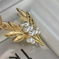 thumbnail image 3 of Broche de orquídea de aleación de 1 pieza con incrustaciones de perlas de flores con incrustaciones de flores elegantes clásicas para dama, 3 of 5