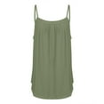 thumbnail image 4 of Duoif Spaghetti Strap Tank Tops for Women Loose Fit Pleated Square Neck Sleeveless Shirt Curved Flowy Vest Basic Cotton Tee Womens Summer Tops Green S, 4 of 7