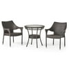 GDF Studio Brookside Outdoor Wicker and Tempered Glass 3 Piece Stacking Bistro Set, Multibrown