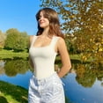 thumbnail image 7 of OQQ Women 3 Piece Bodysuits Sleeveless Square Stretch Basic Tank Tops Bodysuits, 7 of 7