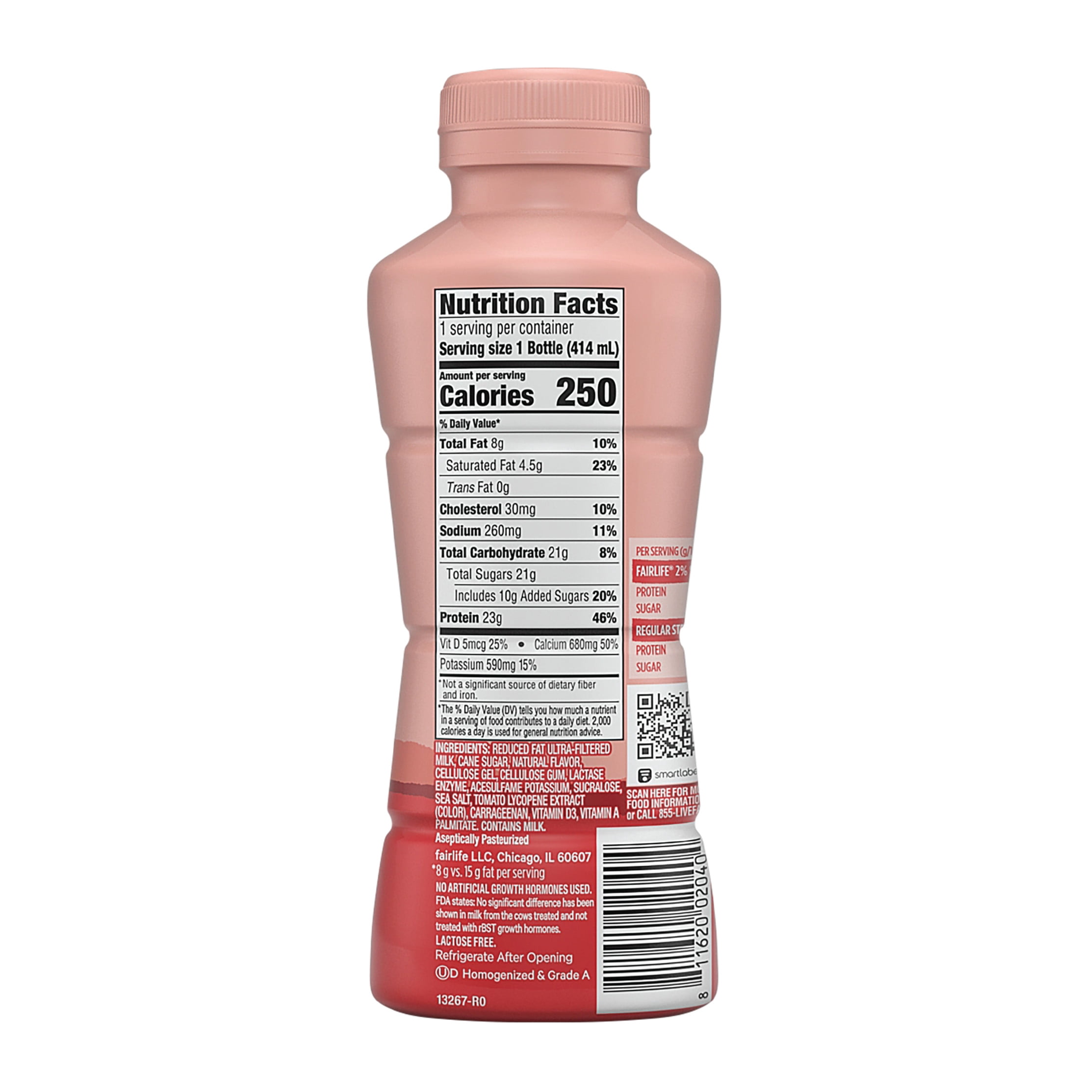 fairlife 2% Reduced Fat Strawberry Ultra Filtered Milk, 14 fl oz