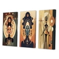 thumbnail image 3 of Designart "Retro Graphic Representation of an African Goddess" African American Woman Wall Art Set Of 3 - Woman African American Yellow Canvas Set For Living Room Decor, 3 of 6