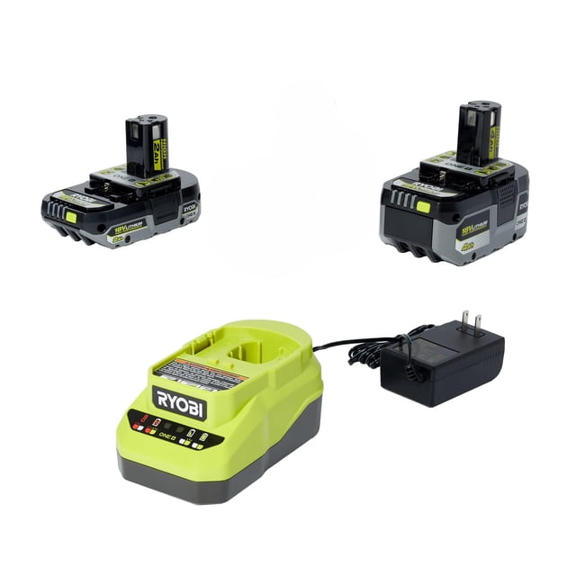 Kit de inicio RYOBI ONEAND de iones de litio de 18 V con batería de 2,0 AH y 4,0 AH
