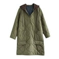 thumbnail image 3 of Women's Quilted Jacket Padded Winter Solid Puffer Coat (Green XXL), 3 of 8