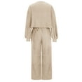 thumbnail image 5 of Scyoekwg Women's two Piece Outfits Loose Fall Outfits Crewneck Long Sleeve Tops Wide Legs Pants Two-piece Set Solid Color Casual Fashion Matching Sets (Beige,L), 5 of 6