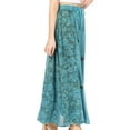 thumbnail image 4 of Sakkas Maran Women's Boho Embroidery Skirt with Lace Elastic Waist and Pockets - Turquoise - Plus Size, 4 of 5