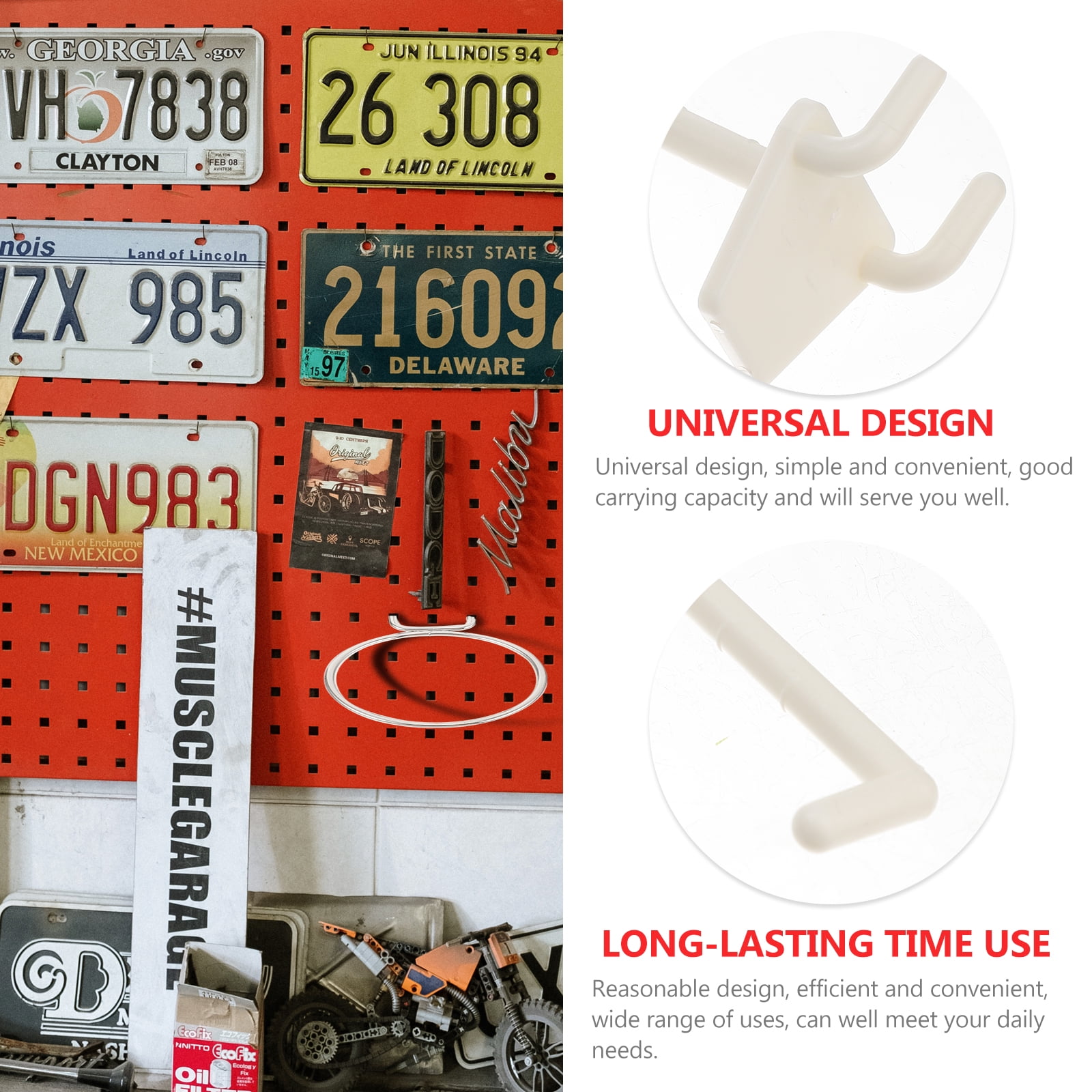 Monyance peg board hook Metal Pegboard Hooks Tool Hangers Garage Organizer Kit(3.94X1.57X1.18Inches)