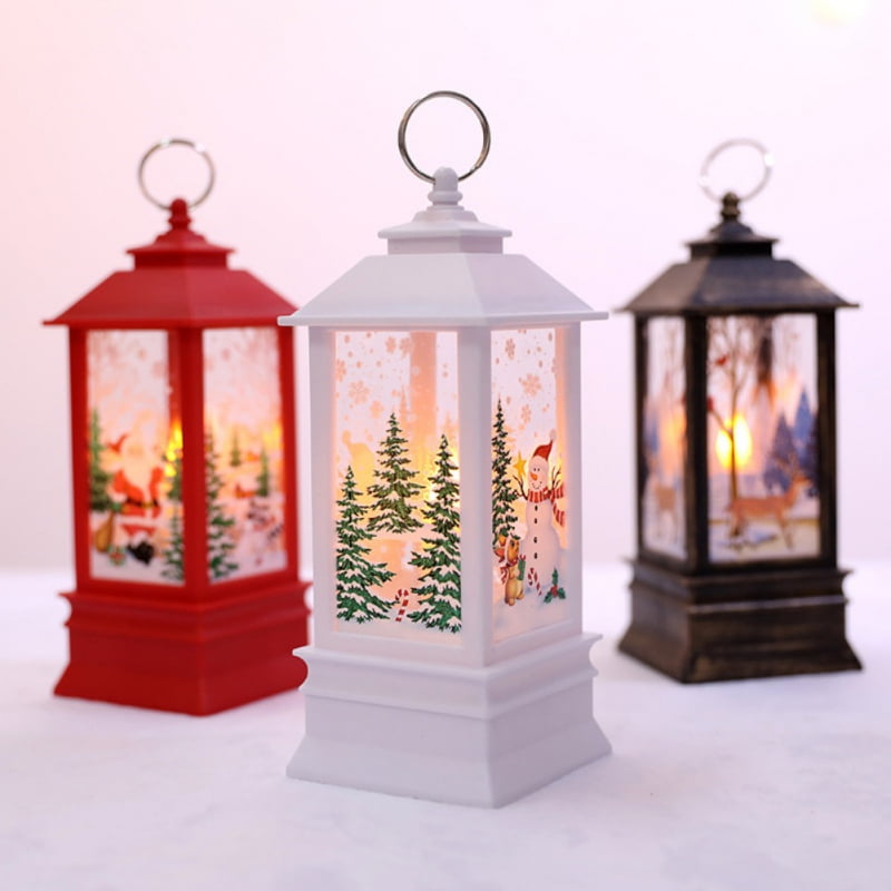 Realdo Outdoor Christmas Candle Lantern with LED Light Christmas Decorative LED Tea Light Tabletop Home Hanging Lanterns