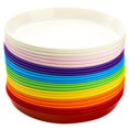 thumbnail image 1 of Frcctre 24 Pack Plastic Plates, 7 Inch Colorful Plastic Dinner Plates Salad Plates, BPA Free Reusable Small Snack Plates Dinnerware Set for BBQ, Trav, 1 of 7