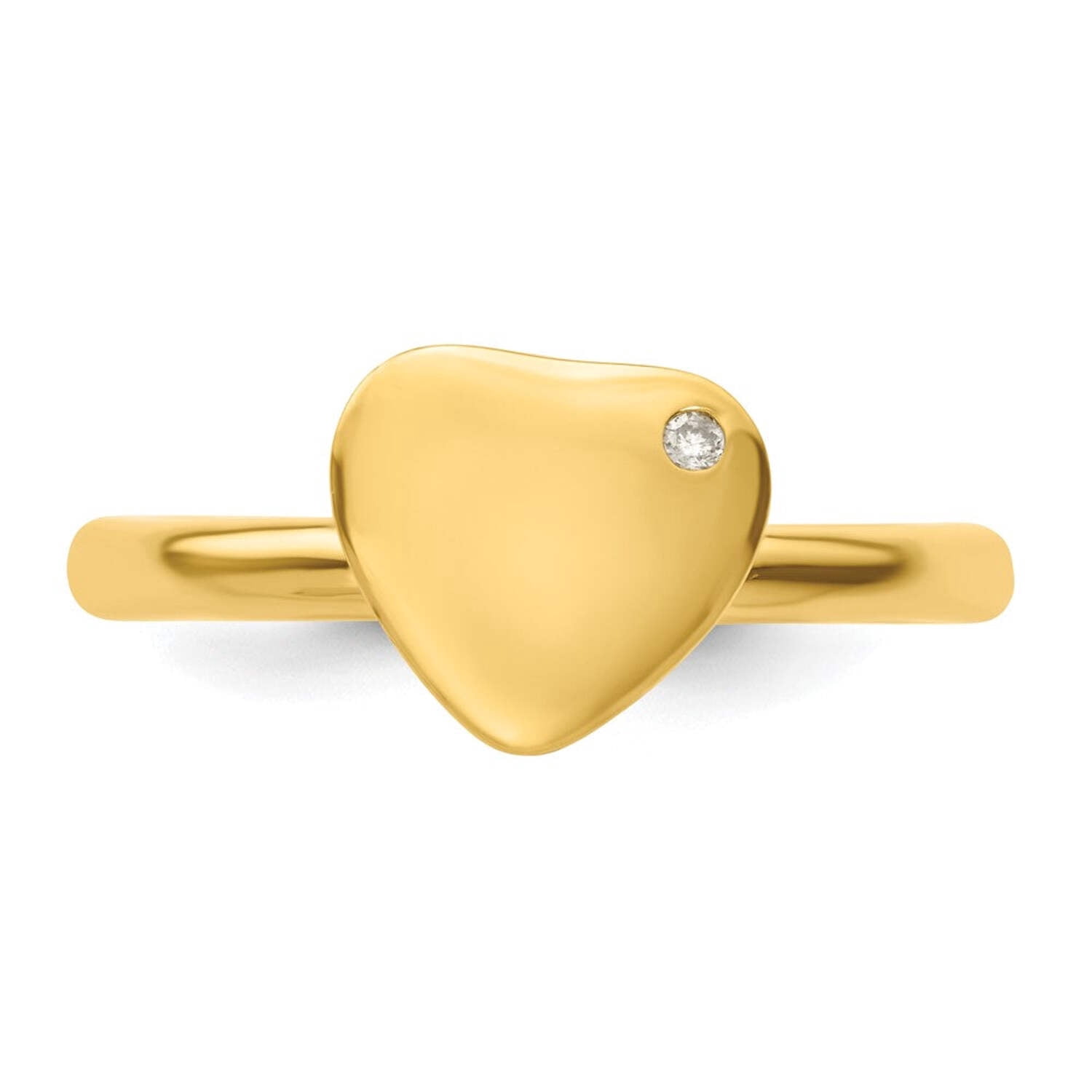Sterling Silver Gold-plated Heart Diamond Ring