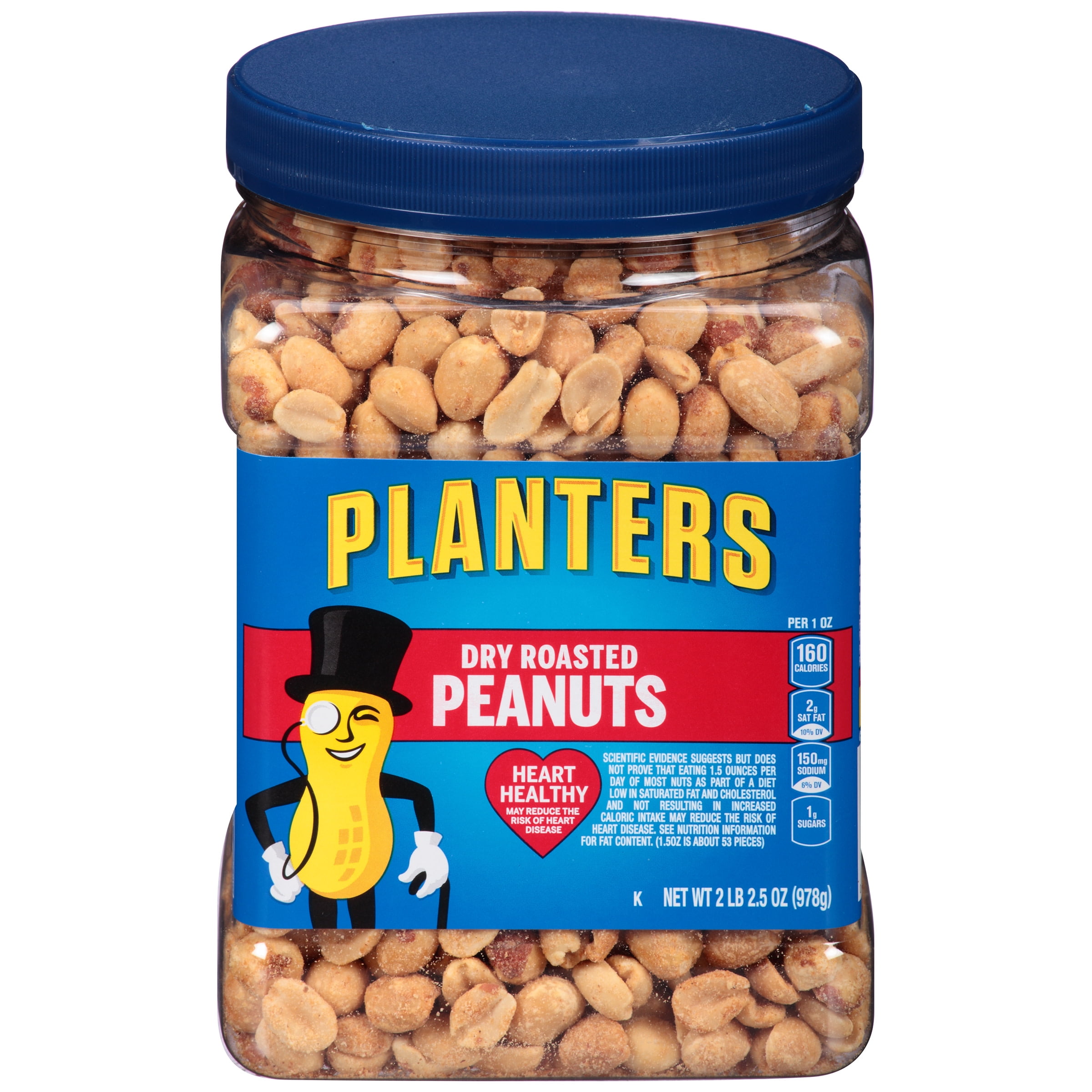 Planters Dry Roasted Peanuts, 2.16 lb Container - Walmart.com - Walmart.com