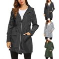 thumbnail image 2 of Koszal Extérieur Coupe-Vent Imperméable Léger à Capuche Femmes Veste de Pluie Longue, 2 of 7