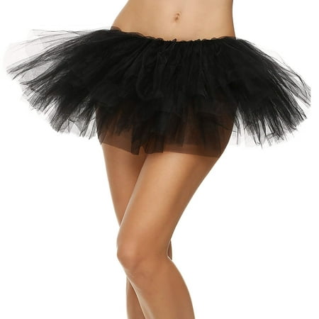 Women's 5-layered Tulle Tutu Party Dance Skirt Ballerina Dress Petticoat,
