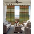 thumbnail image 2 of Sage Green Brown Blackout Curtains for Bedroom/Living Room, Thermal Insulated Kitchen Curtains, Country Vintage Ombre Wooden Grain Grommet Darkening Window Treatment Drapes 52"x72"x2, 2 of 8