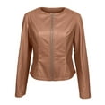 thumbnail image 6 of Yucgh Women's Casual Long-Sleeved Solid Color PU Motorcycle Leather Jacket, Edgy and Stylish Outerwear for Everyday Wear, Comfortable Fit,M, 6 of 7