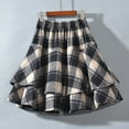 thumbnail image 2 of Women Elastic Waisted Skirts Pleated Plaid Skirt Fashion Two Layer Mini Skirts, 2 of 4