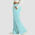 thumbnail image 3 of Resicozy Women's Cargo Sweatpants High Waisted Wide Leg Pants Athletic Casual Baggy Sweat Drawstring Pants with Pockets Light Blue S, 3 of 4