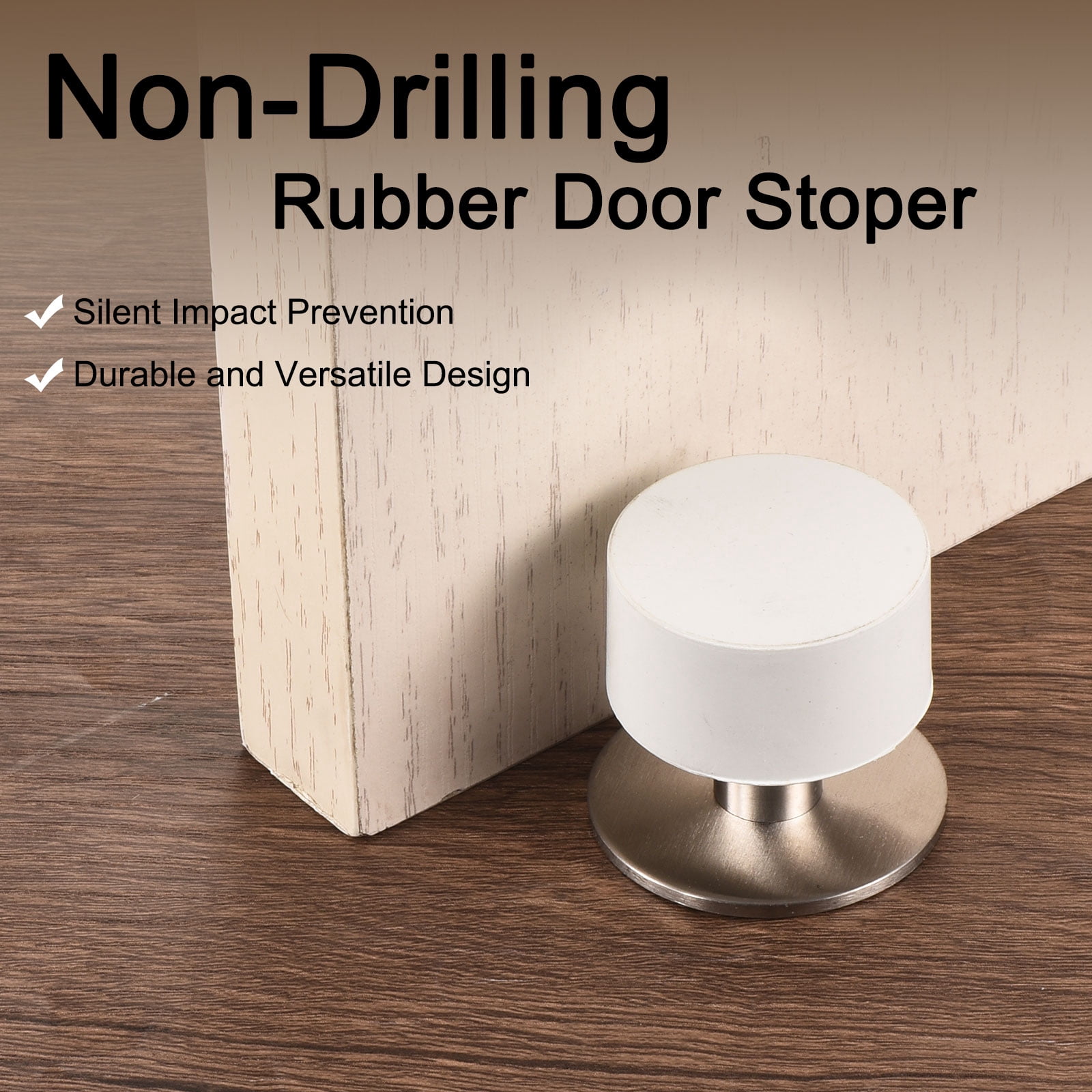 Uxcell 4Pcs Door Stoppers, Self-Adhesive Cylindrical Door Stop Wall Protector 40mmWhite