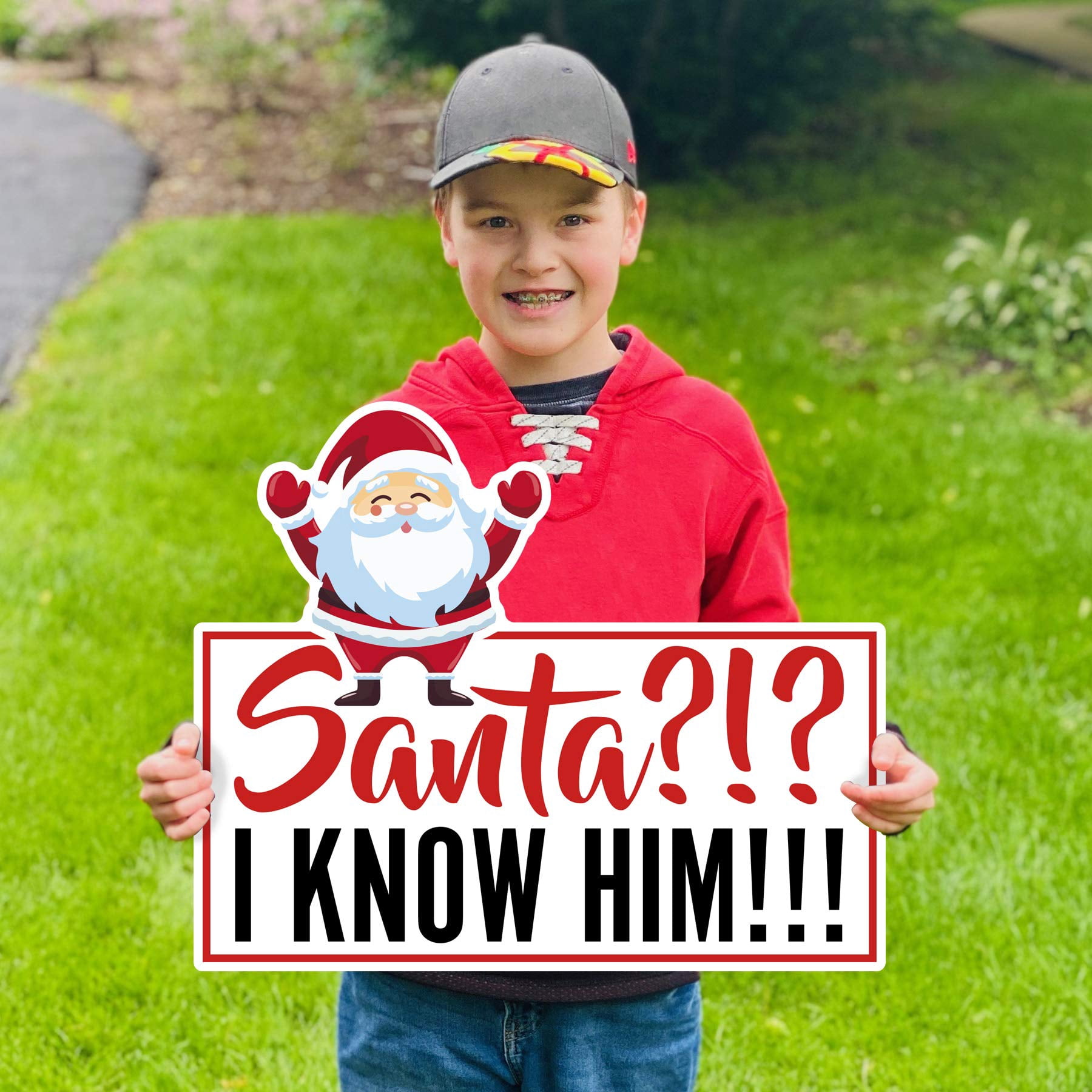 Santa?!? I Know Him Lawn Sign - 22" x 19" Yard Sign - Made of Weatherproof fluted plastic - Christmas Lawn Decorations