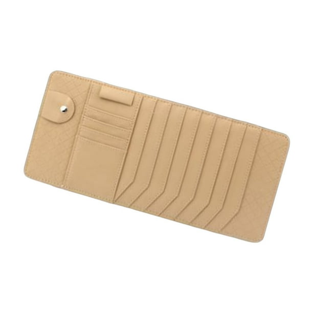 Soporte genérico para CD Hugo organizador para visera solar de vehículo cuero de PU universal Beige