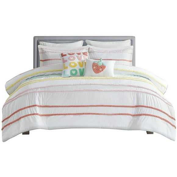 Urban Habitat Kids Cotton Comforter Set with Chenille Trims in Pink
