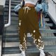 thumbnail image 1 of Puntoco Moda Casual Para Mujer Bolsillos Estampados No Posicionados Cintura Elástica Cordón Leggings Pantalones De Chándal Pantalones Marrón L, 1 of 5