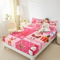 thumbnail image 3 of Manfei Cute Santa Claus Twin Sheet Sets for Teen, Christmas Snowman Reindeer Twin Fitted Sheet, Pink Plaid Patchwork Flat Sheet, Microfiber Bedroom Decor, 3 Pieces, 3 of 6