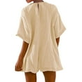 thumbnail image 4 of mfyjkho Pantalones Cortos Para Mujer, Mono De Verano De Gran Tamaño Para Mujer, Mono De Media Manga Con Cuello En V, Mono De Playa Con Bolsillos, Pantalones Cortos, Mono M, 4 of 9