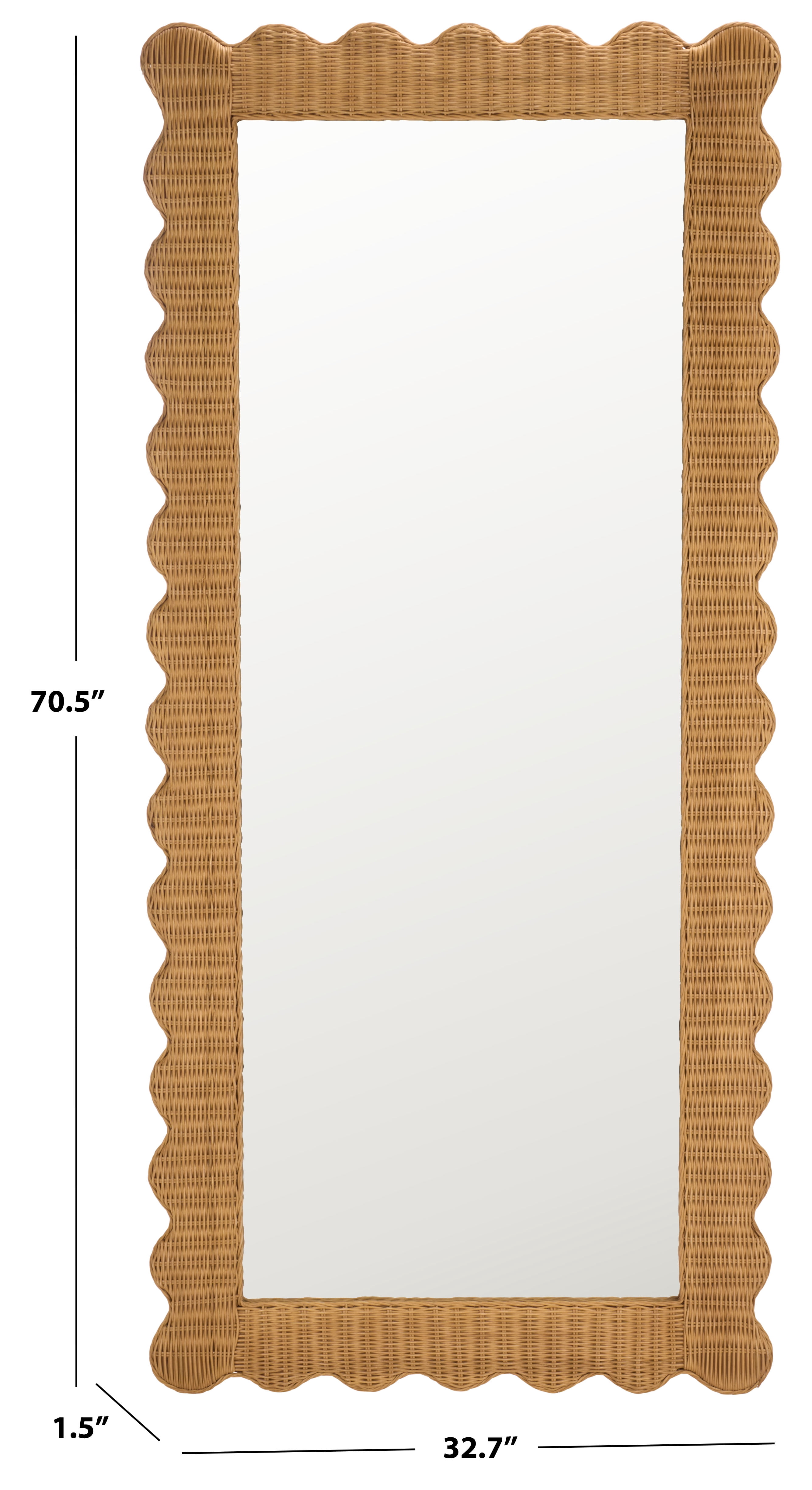Safavieh Couture Glendetta Rattan 70" Rectangle Mirror, Natural