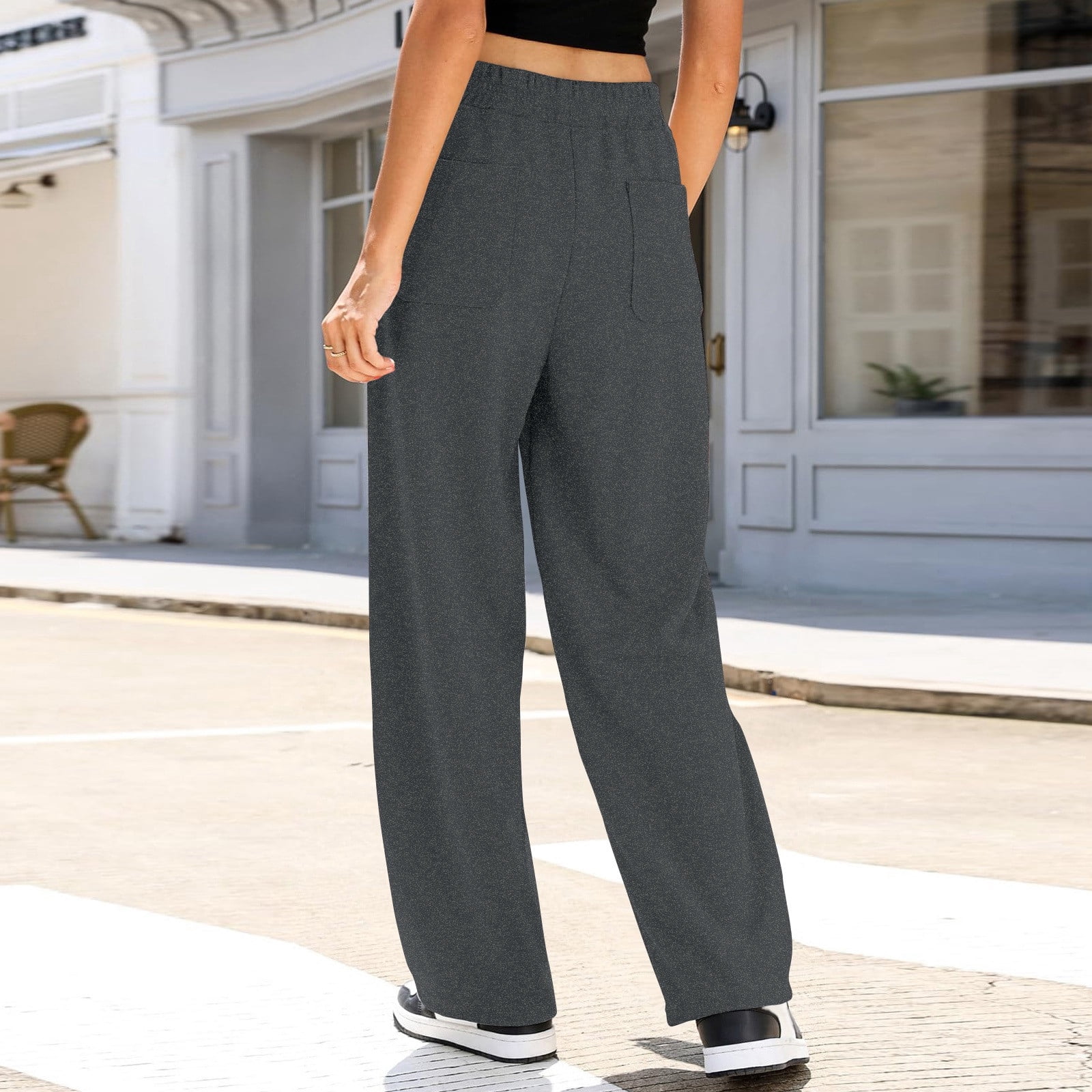 EXARUS Girls Wide Leg Sweatpants – High Waist, Drawstring, Front Seam, Casual Baggy Pants For Kids 6-14Y