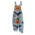 thumbnail image 2 of Halloween Jumpsuits for Women Casual Comfy Cotton Linen Lounge Clothes Funny Floral Print Overalls with Pockets, 2 of 7