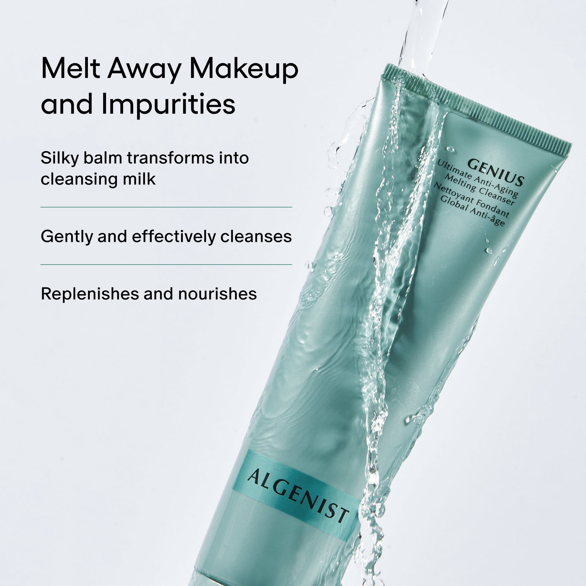 Algenist GENIUS Ultimate Anti-Aging Melting Facial Cleanser - Milky Cleansing Oil + Makeup Remover with Avocado Oil, Alguronic Acid and Microalgae Oil - Nourishes Skin + Improves Radiance (5 oz)