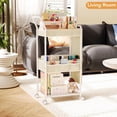 thumbnail image 6 of 3-Tier Diaper Caddy Organizer - Rolling Utility Baby Cart with Basket and Side Pockets for Nursery and Baby Essentials, Multi-Function Cart for Bedroom and Bathroom, Begie, 6 of 8