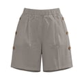 thumbnail image 6 of SOOMLON Linen Shorts Women Plus Size Elastic Waist Shorts Button Breathable Shorts with Pockets Casual Summer Bottoms, 6 of 7