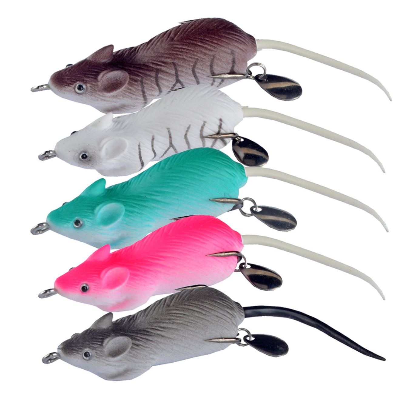 40Pcs Rubber Frog Fishing Lures Soft Topwater Mice Frog Bait hooks 