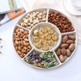 thumbnail image 4 of 11.2 Inch Sectioned Divided Plate with 6 Compartments, 1 Pack Plastic Serving Tray Platter, Veggie Tray Fruit Tray Food Tray, Fruit Platter for Candy Snacks Nuts, Plates Tray for Kitchen Table, Beige, 4 of 4