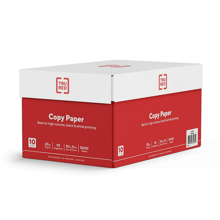 Lot of 5 Packs of Tru Red Color Printer Paper - 500 Count in Each