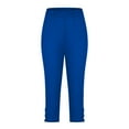 thumbnail image 5 of DDAPJ pyju High Waisted Capri Leggings for Women Trendy Hollow Out Capris Summer Beach Cropped Pants Basic Solid Casual Yoga Workout Tights Blue XXL, 5 of 6
