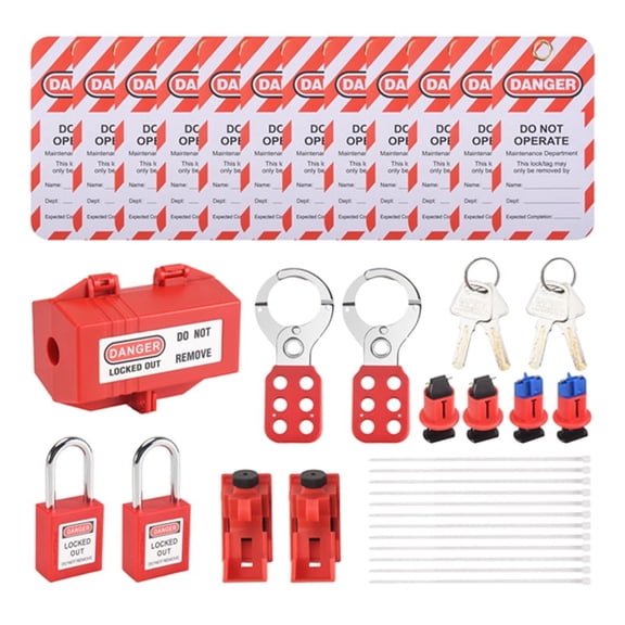 Electrical Circuit Breaker Lockout Tagout Kit,Safty Padlock Set Plug Lock Out Tag Station Hasps for Industry, Automobile