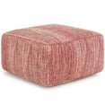 thumbnail image 1 of Bowery Hill Boho Square Pouf in Patterned Maroon Melange Cotton, 1 of 6